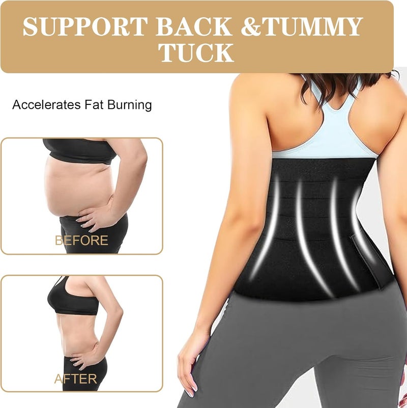 ROBOHOOK Wrap Waist Trainer for Women, 9.84ft Waist Trimmer for Stomach Snatch Me Up, Adjustable and Wrap-Around, Suitable for Men and Women (Black) - Image 5